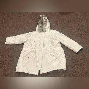 Carmakoma Ivory Puffer Coat with Faux Fur Trim